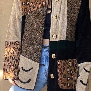 Maya Women's Animal Print Patchwork Blazer